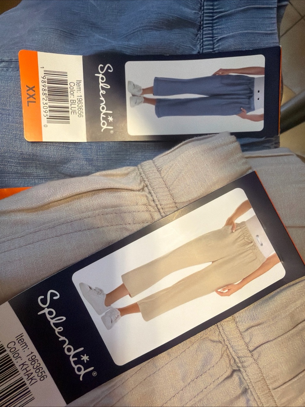 2 x NWT Splendid  Blue Khaki  Cropped Pants XXL Wide Leg Pull On Cc